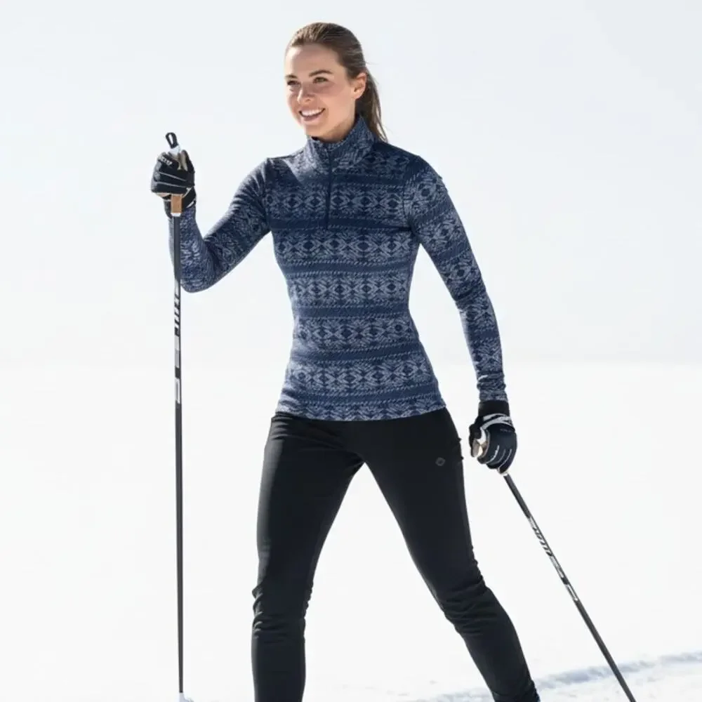 Icebreaker Vertex Base Layer Top Half Zip Womens Medium Merino Wool 260g‎ Blue